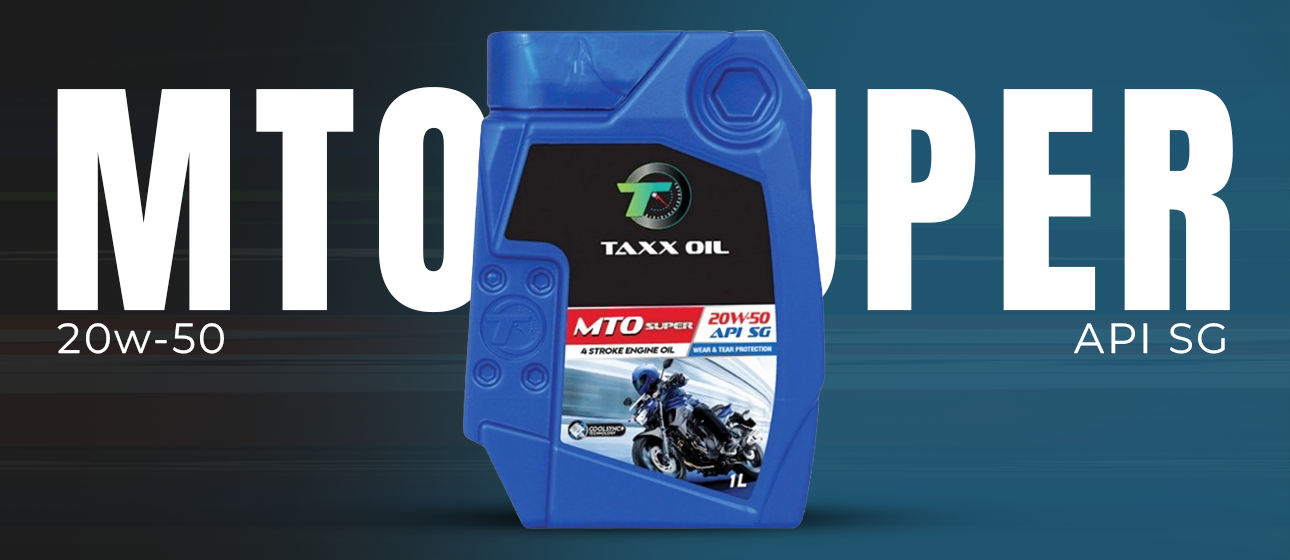TAXX Oil MTO Super 20W-50 engine oil bottle designed for high-temperature protection and enhanced engine performance.