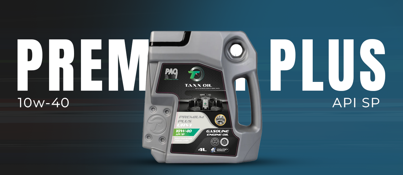 TAXX Oil Premium Plus 10W-40 engine oil bottle designed for smooth performance and advanced engine protection.
